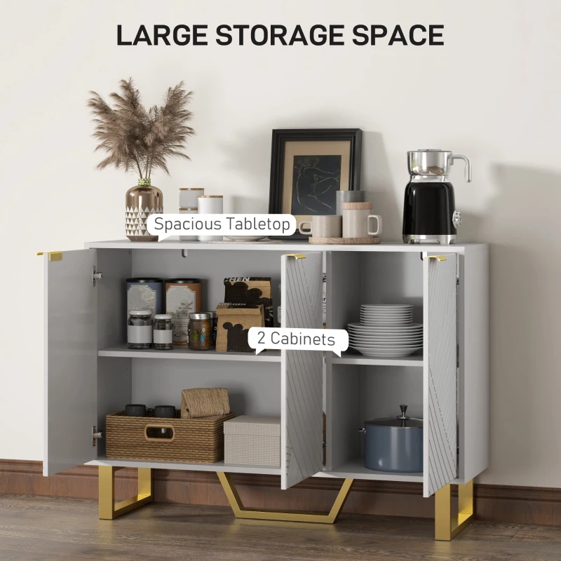 HOMCOM Sideboard Buffet Cabinet with Adjustable Shelves, Living Room Cabinet, TV Cabinet for 50 Inch TV, White