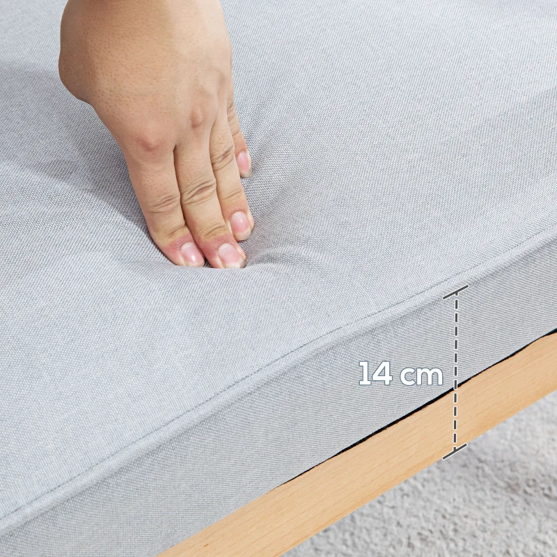 HOMCOM Modern Armchair Fabric, Accent Chair with Tufted Back, Wood Legs and Thick Padding for Living Room, Bedroom, Light Grey