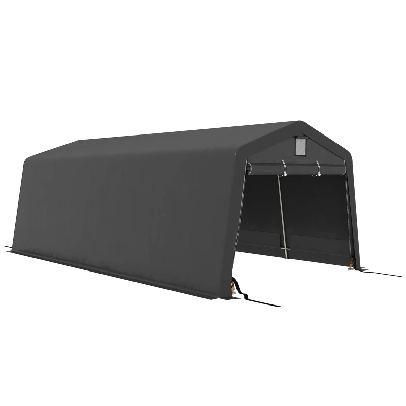 Outsunny 11' x 20' Portable Garage, Heavy Duty Carport Canopy with Ventilation Windows and Large Roll-up Door, Dark Grey