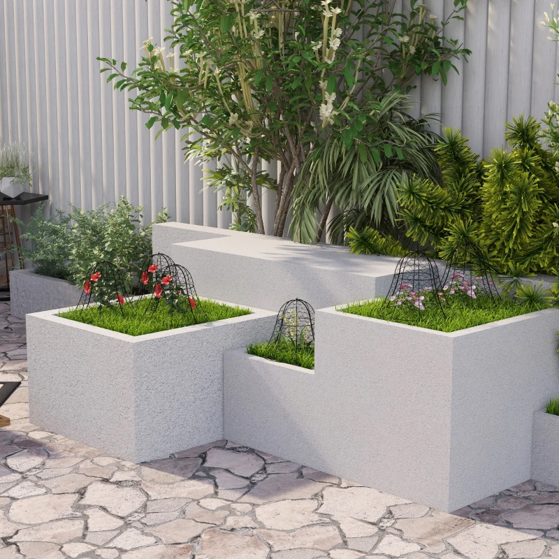 Outsunny 6 Pack Garden Cloches for Plants, 16" x 13" Metal Crop Cage, Plant Cages to Keep Animals Out, Black