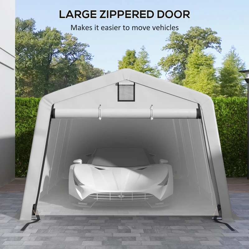 Outsunny 11' x 20' Portable Garage, Heavy Duty Carport Canopy with Ventilation Windows and Large Roll-up Door, Grey