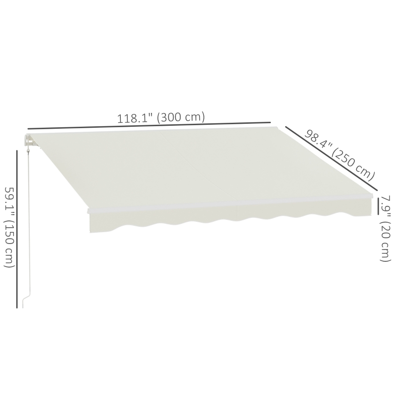 Outsunny 10' x 8' Electric Retractable Awning, UV Protection Sun Shade Shelter w/ Remote Controller for Deck Balcony Yard, Cream