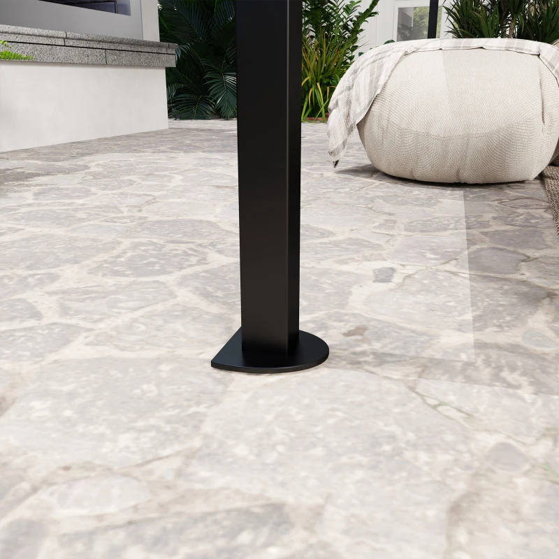 Outsunny 10x8ft Patio Metal Gazebo with Extendable Side Awning, Outdoor Shelter Shade Canopy Deck Awning, Brown