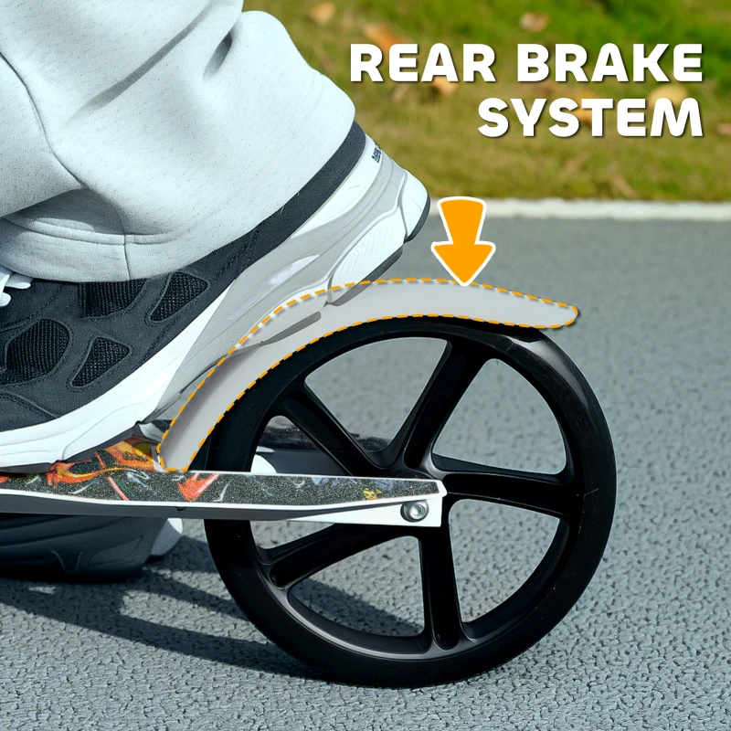 Qaba Kick Scooter for Kids Ages 6-12 with Adjustable Height, Rear-Fender Brake, 200mm Big Wheel, Foldable Design, White