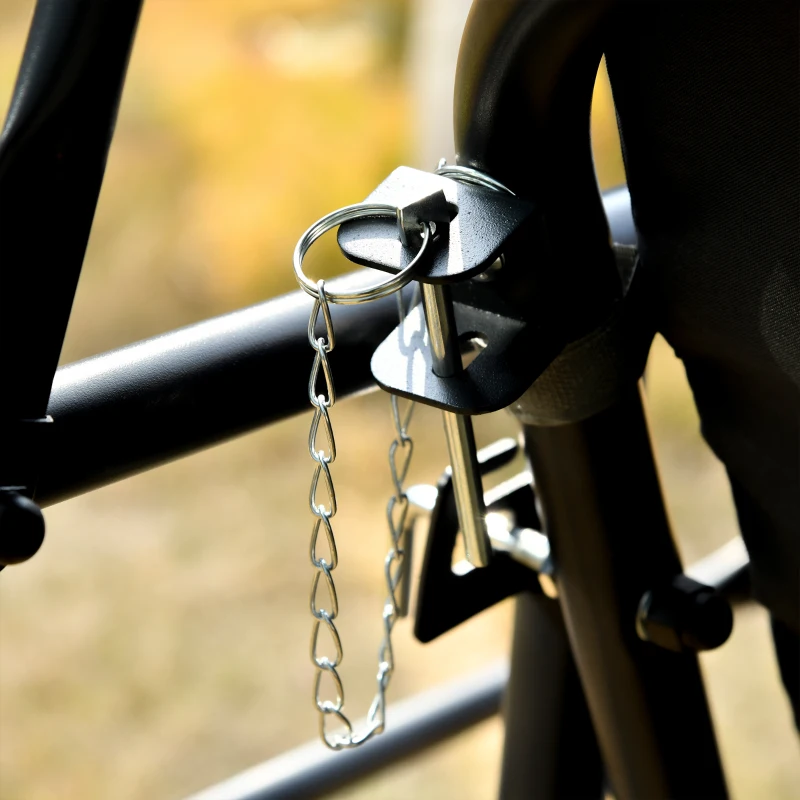 Outsunny Patio Swing Chair, 3 Person Convertible Hammock, Outdoor Swing Lounge Bed, Cushioned with Tilt Canopy, Dark Grey