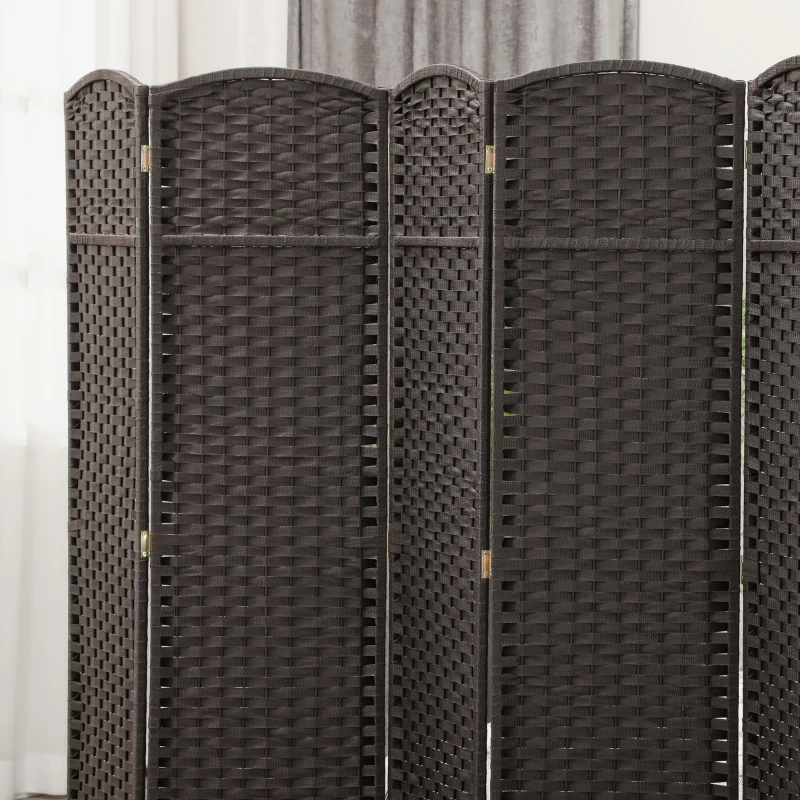 HOMCOM Folding Room Divider Screen 6 Panel 5.6 ' Tall Privacy Screen Freestanding Room Partition for Home Office, Brown