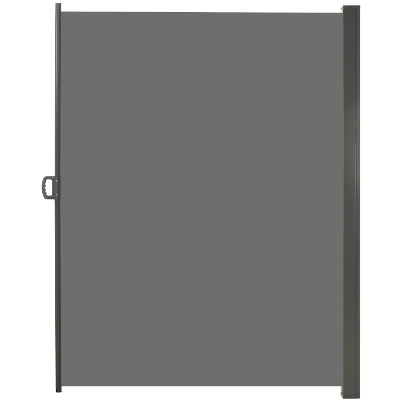 Outsunny 118" x 79"  Outdoor Folding Privacy Screen Retractable Side Awning Patio with Resistance to UV Rays and Wind Light Grey