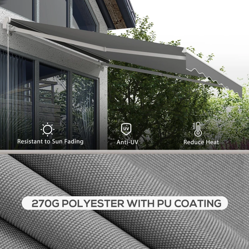 Outsunny 10'x8' Electric Retractable Awning with Remote Controller, Crank Handle, Aluminum Frame for Deck Balcony, Light Grey