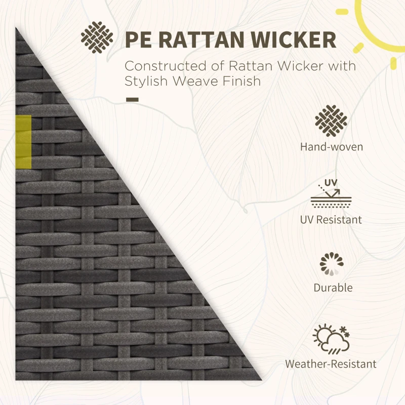 Outsunny 4 Pieces Rattan Sofa Set Wicker Patio Sofa Set with Loveseat Chairs Glass Top Coffee Table for Garden Outdoor Gray