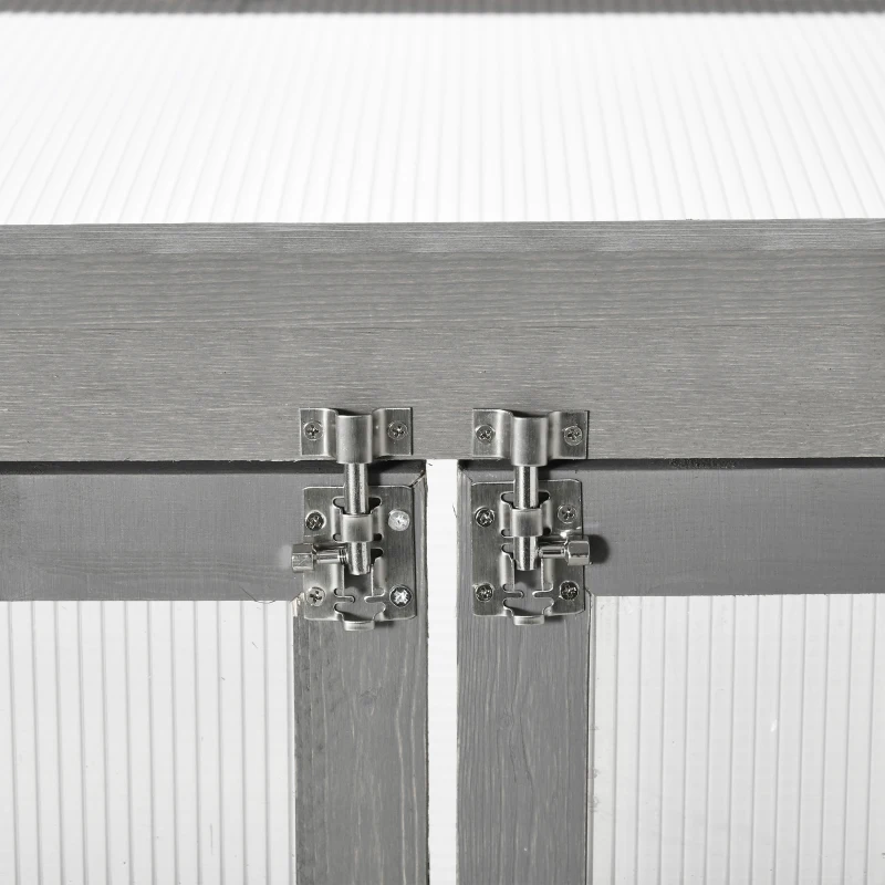 Outsunny Wooden 2 Tier Cold Frame Greenhouse Polycarbonate Plant Grow House Portable Garden, Dark Gray