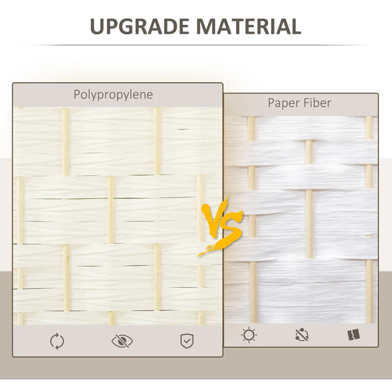 HOMCOM Folding Room Divider Screen 4 Panel 6' Tall Privacy Screen Freestanding Wood Partition for Home Office, White