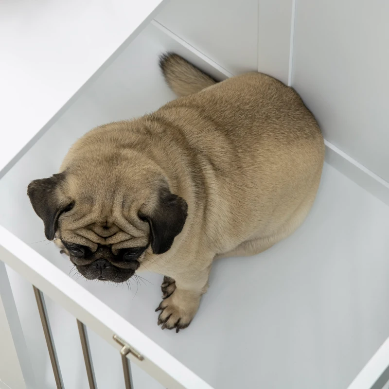 PawHut 31.5" Dog Crate Furniture with Double Doors, for Medium Dogs, White