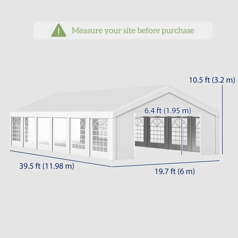 Outsunny 20' x 40' Party Tent, Outdoor Canopy Tent with 12 Removable Window Sidewalls for Parties, Wedding, Events, BBQ