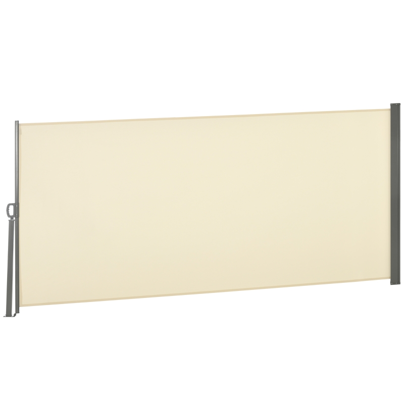 Outsunny 118" x 63" Retractable Side Awning Patio Outdoor Folding Privacy Screen with Resistance to UV Rays & Wind, Cream White