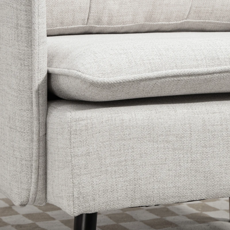 HOMCOM Accent Chair, Upholstered Armchair with Tufted Back Cushion and Steel Legs for Living Room, Bedroom, Cream White