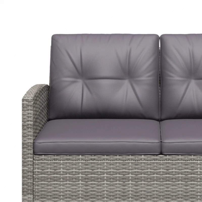 Outsunny 4 Piece PE Rattan Wicker Patio Furniture Set with Two-tier Coffee Table and Cushions, Charcoal