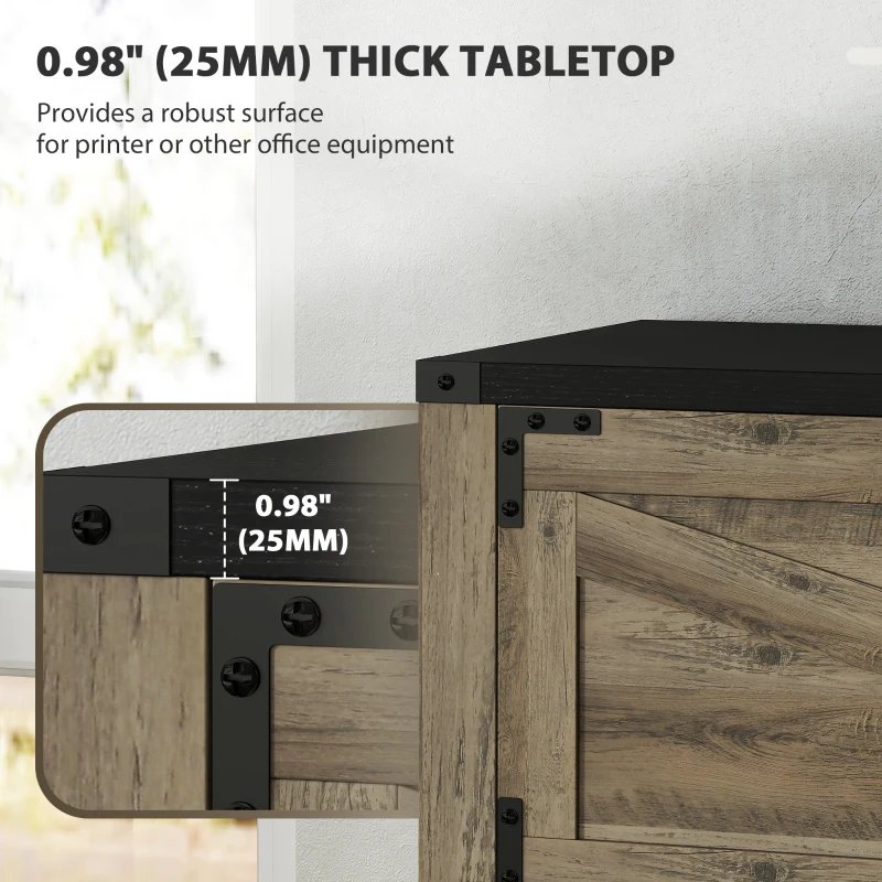 HOMCOM 2 Drawer Filing Cabinet, Farmhouse Office Storage Cabinet with Adjustable Hanging Bars for Letter, A4, Legal Size, Grey