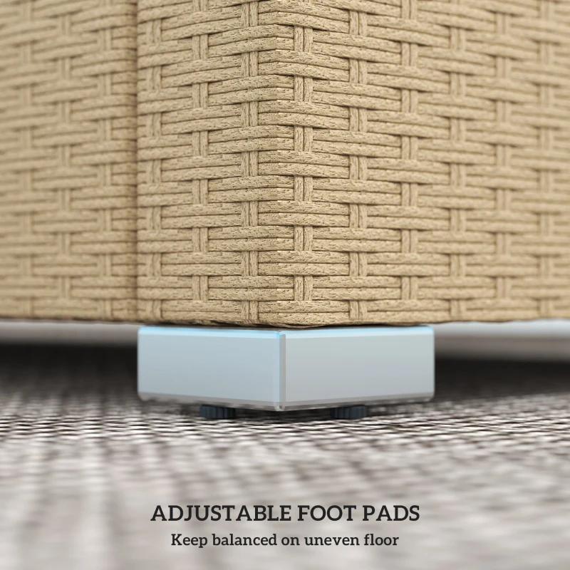 Outsunny Rattan Wicker 3 Seater Patio Couch with Cushions, 2 Throw Pillows, Outdoor Furniture Rattan Sofa, Cream White