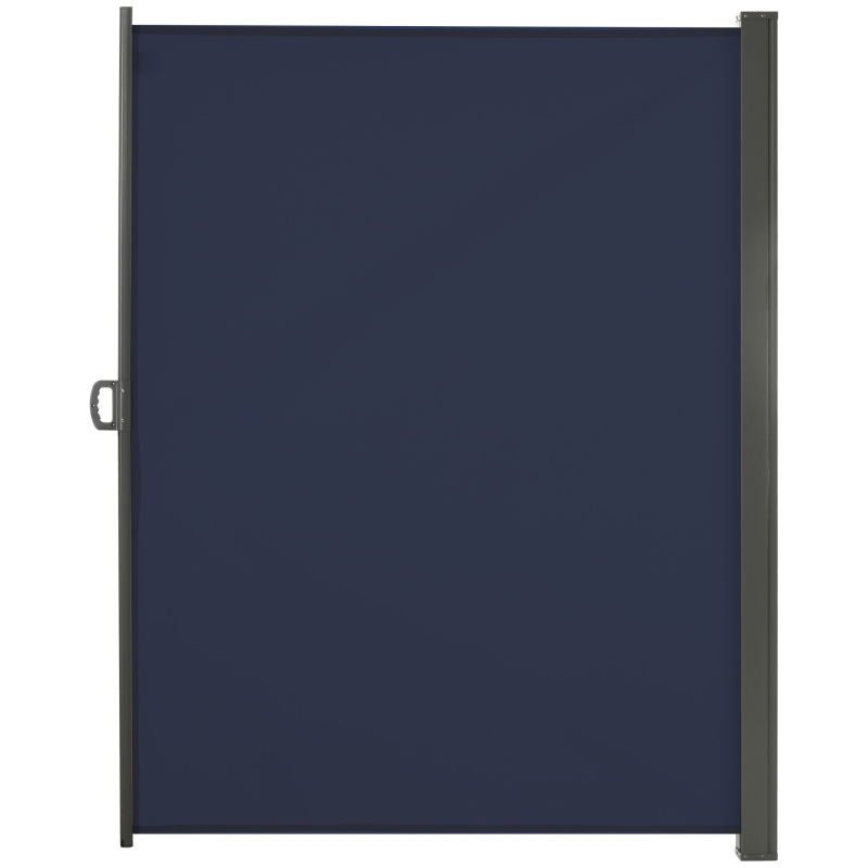 Outsunny 118" x 79"  Outdoor Folding Privacy Screen Retractable Side Awning Patio with Resistance to UV Rays and Wind Dark Blue