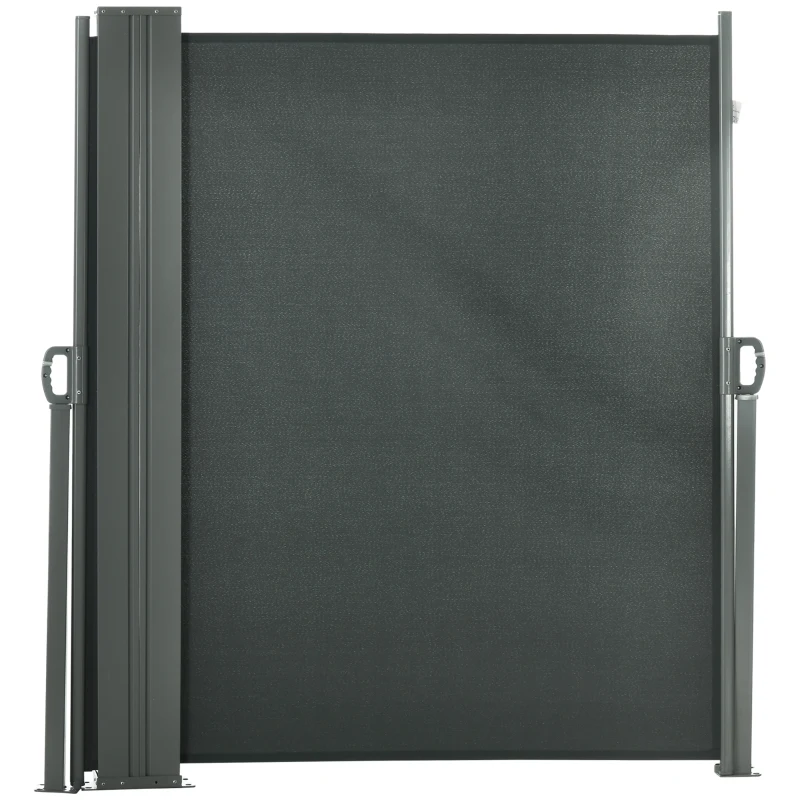 Outsunny Double Retractable Side Awning, 236" x 63" Outdoor Privacy Wall, Patio Screen for Garden, Balcony, Backyard, Grey