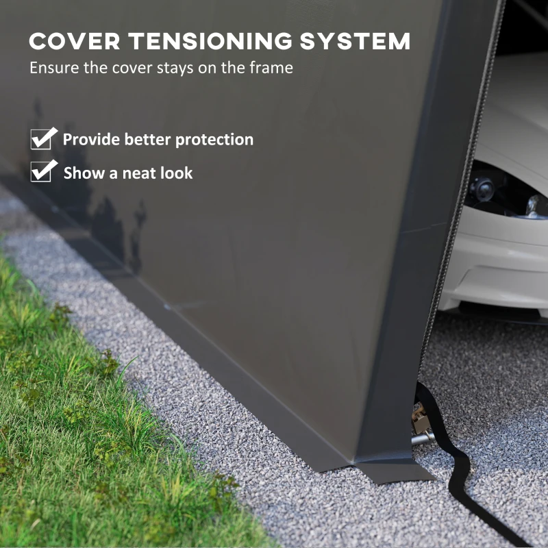 Outsunny 11' x 20' Portable Garage, Heavy Duty Carport Canopy with Ventilation Windows and Large Roll-up Door, Dark Grey