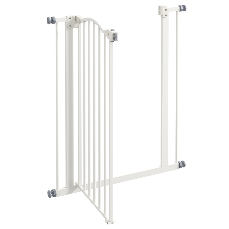 PawHut Extra Tall Dog Gate with Door, Pressure Fit, Auto Close, Double Locking for Doorways Hallways Stairs, 29"-32", White