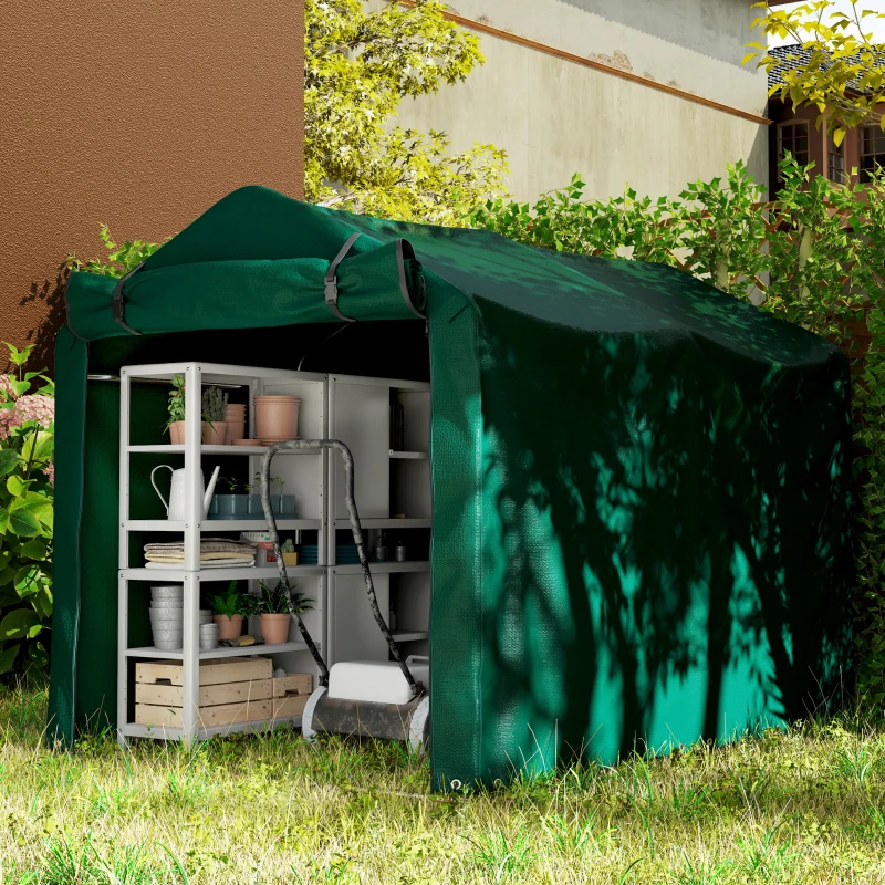 Outsunny Outdoor Storage Shed, UV Resistant Bike Tent with Roll-up Zipper Door, Portable Shed for Bike, Motorcycle, Dark Green