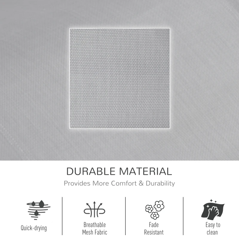 Outsunny Patio Rocking Chair with Mesh Fabric, Outdoor Rocking Sling Sun Lounger with Removable Headrest and Side Pocket for Garden, Deck, Lawn, Grey