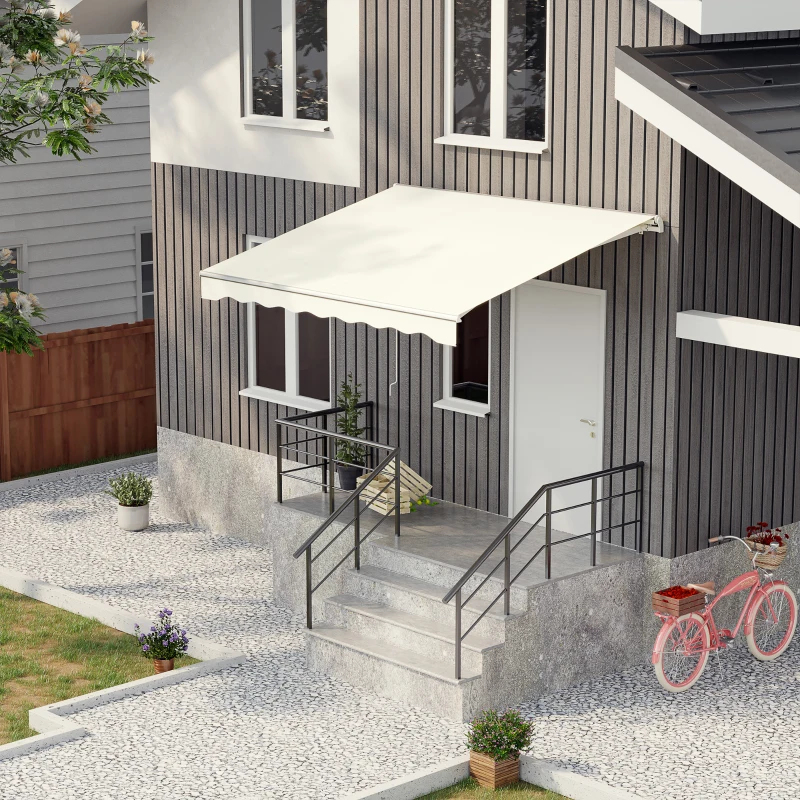 Outsunny 10' x 8' Electric Retractable Awning, UV Protection Sun Shade Shelter w/ Remote Controller for Deck Balcony Yard, Cream