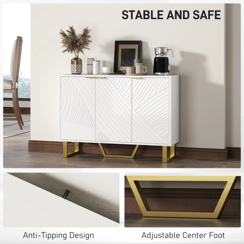 HOMCOM Sideboard Buffet Cabinet with Adjustable Shelves, Living Room Cabinet, TV Cabinet for 50 Inch TV, White