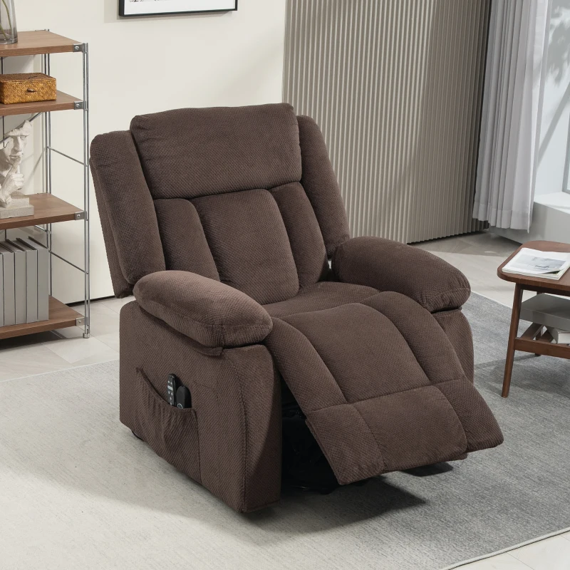 HOMCOM Power Lift Recliner Chair with Massage and Heat, Electric Lift Chair with Side Pockets for Elderly, Brown