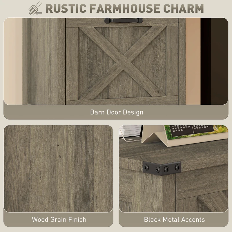 HOMCOM Vertical Filing Cabinet with 3 Drawers, Rustic Farmhouse Office Storage Cabinet for A4, Letter Size, Grey Wash