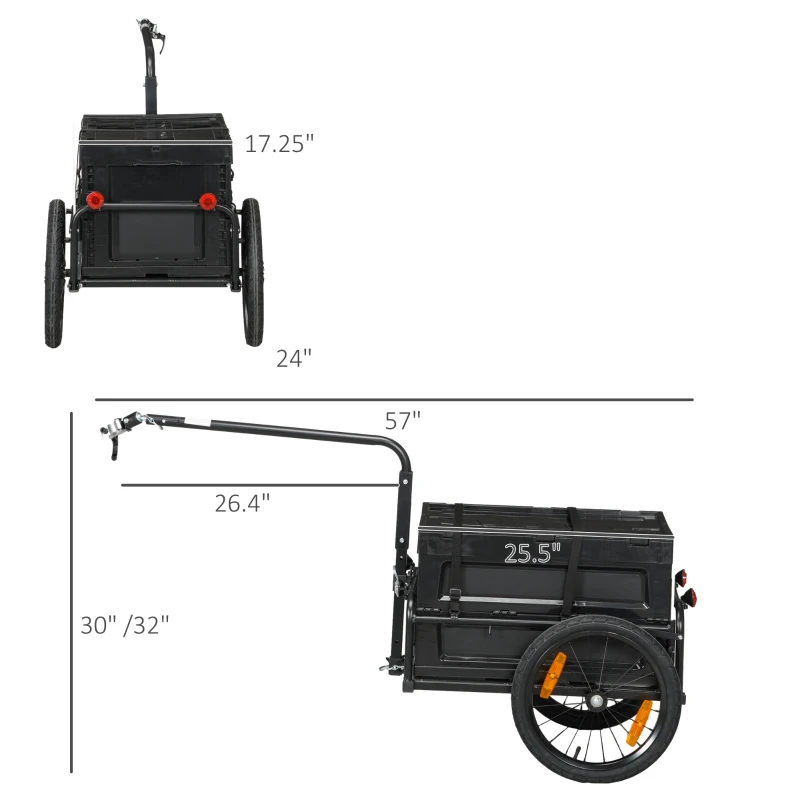 Aosom Trailer for Bike, Bicycle Cargo Trailer with Removable Storage Box, Galvanized Bottom