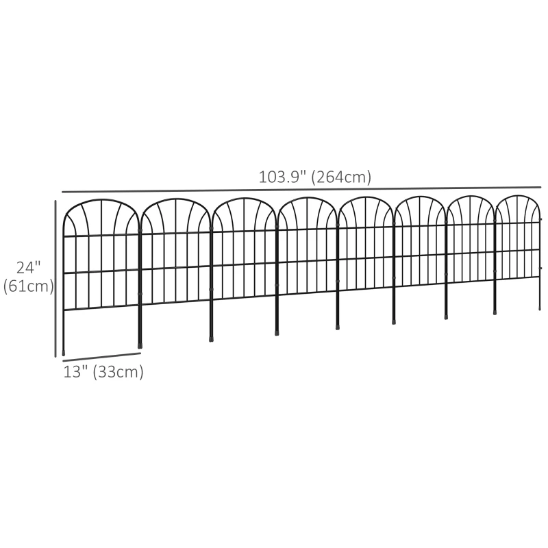 Outsunny 8 Pack Garden Fencing for Yard, Decorative Fence Panels as Animal Barrier and Flower Edging, Grids