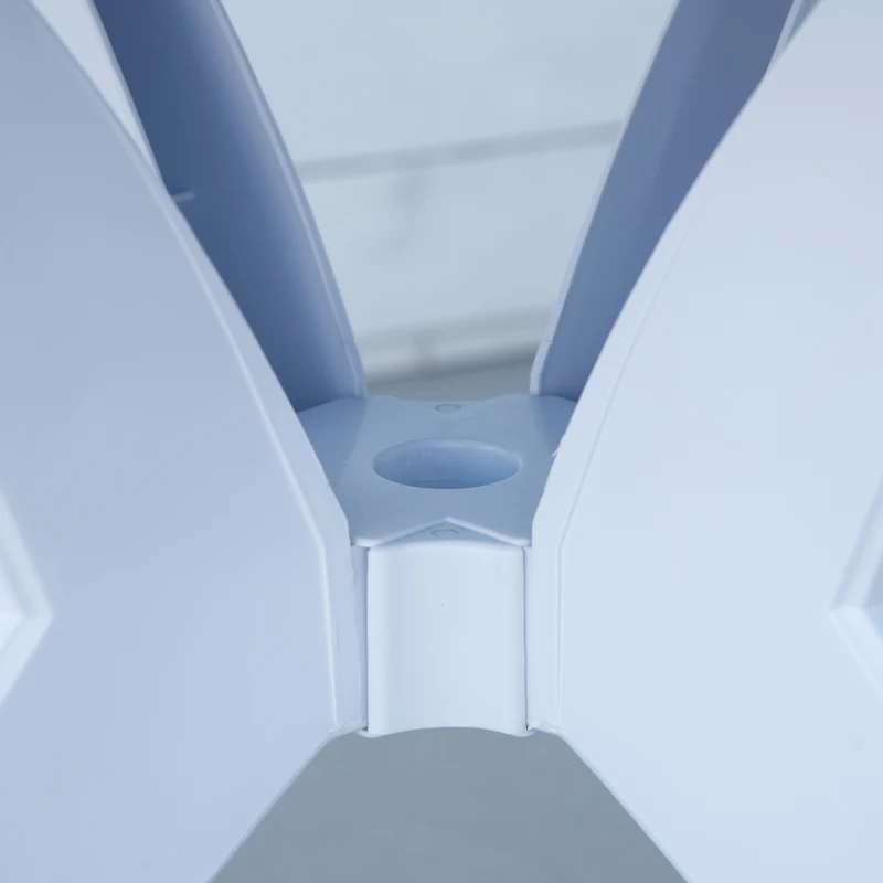 Outsunny Patio Dining Table with Umbrella Hole Round Outdoor Bistro Table for Garden Lawn Backyard, White