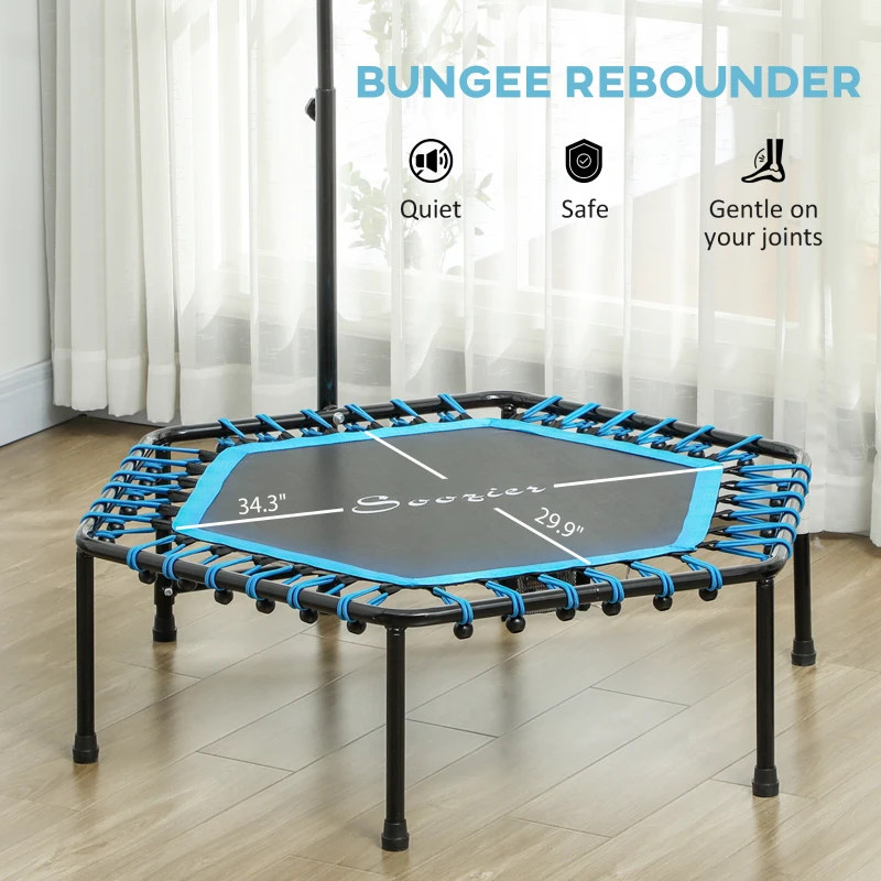 Soozier 45" Rebounder Trampoline for Adults, Quiet Bungee Rebounder with LED Lights and Adjustable Handle, Blue
