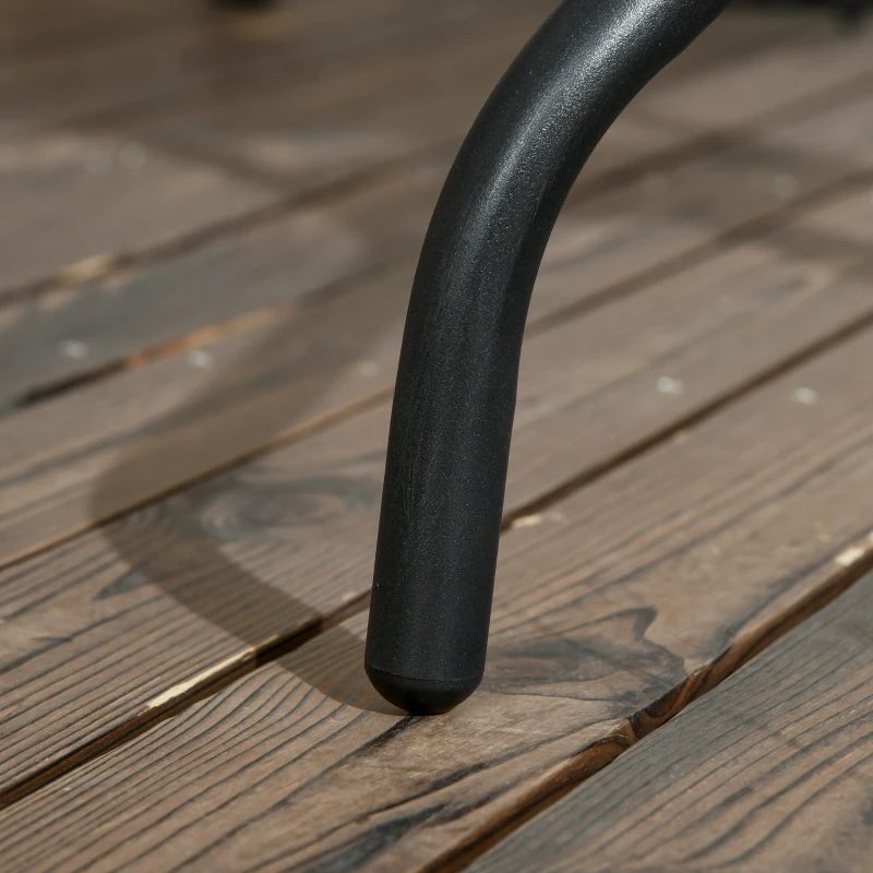 Outsunny Square Patio Dining Table with Umbrella Hole Tempered Glass Top Outdoor Dining Table for Garden Balcony Black