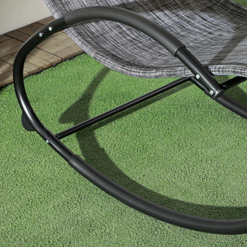 Outsunny Outdoor Rocking Chair, Patio Zero Gravity Rocker with Mesh Seat and Padded Pillow for Indoor, Garden, Grey