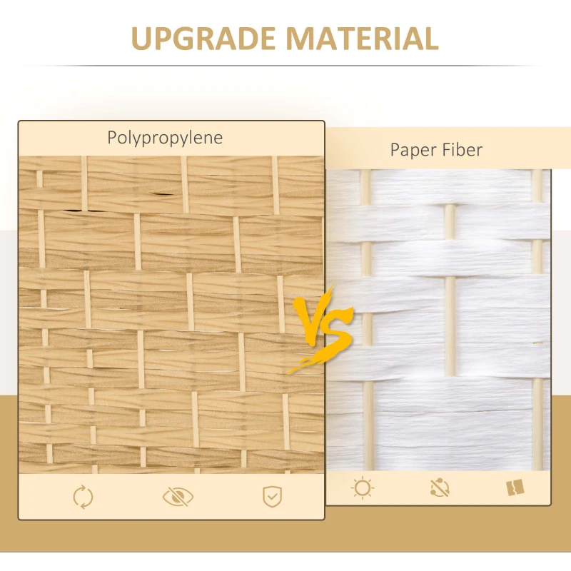 HOMCOM Folding Room Divider Screen 6 Panel 6' Tall Privacy Screen Freestanding Wood Partition for Home Office, Nature Wood
