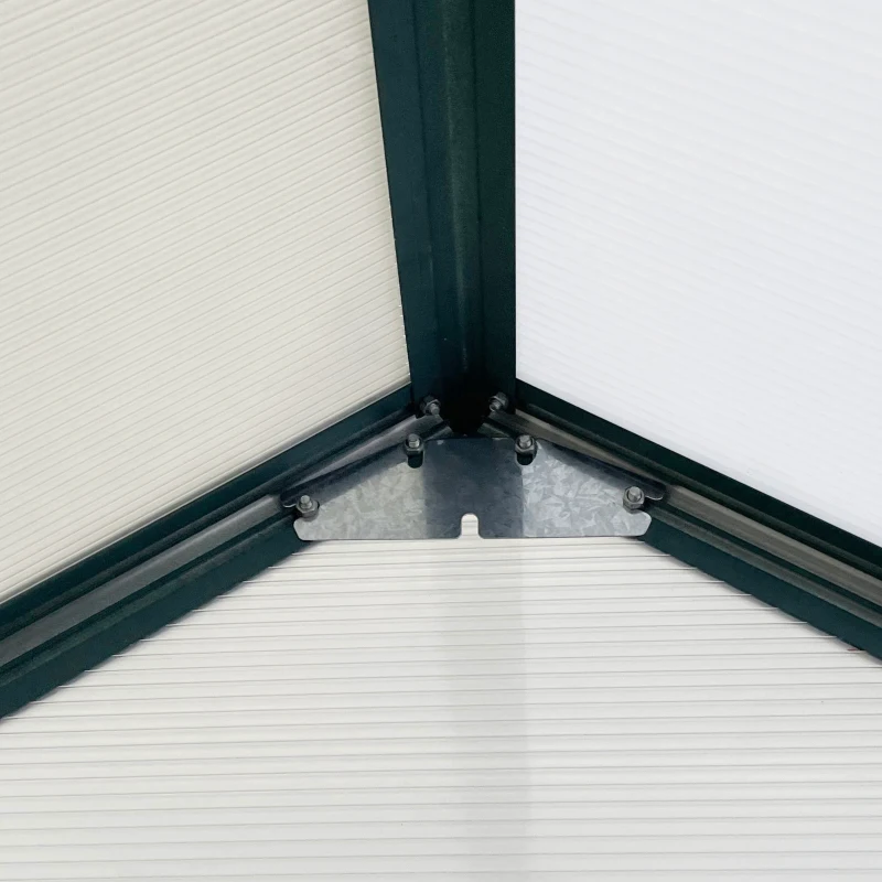 Outsunny 6' x 8' x 6.5' Polycarbonate Greenhouse, Walk-in Green House with Adjustable Roof Vent Galvanized Base Sliding Door Rain Gutter for Outdoor Garden Backyard, Green