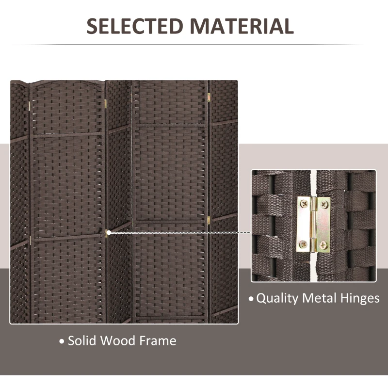 HOMCOM Folding Room Divider Screen 8 Panel 5.6 ' Tall Privacy Screen Freestanding Room Partition for Home Office, Brown
