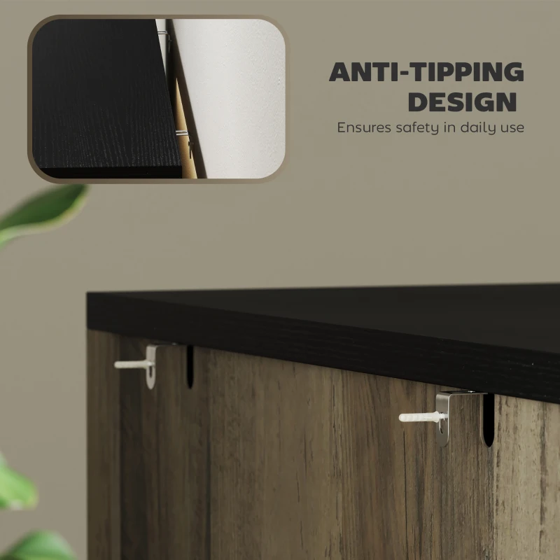 HOMCOM 4 Drawer Filing Cabinet, Farmhouse Office Storage Cabinet with Adjustable Hanging Bars for Letter, A4, Legal Size, Grey