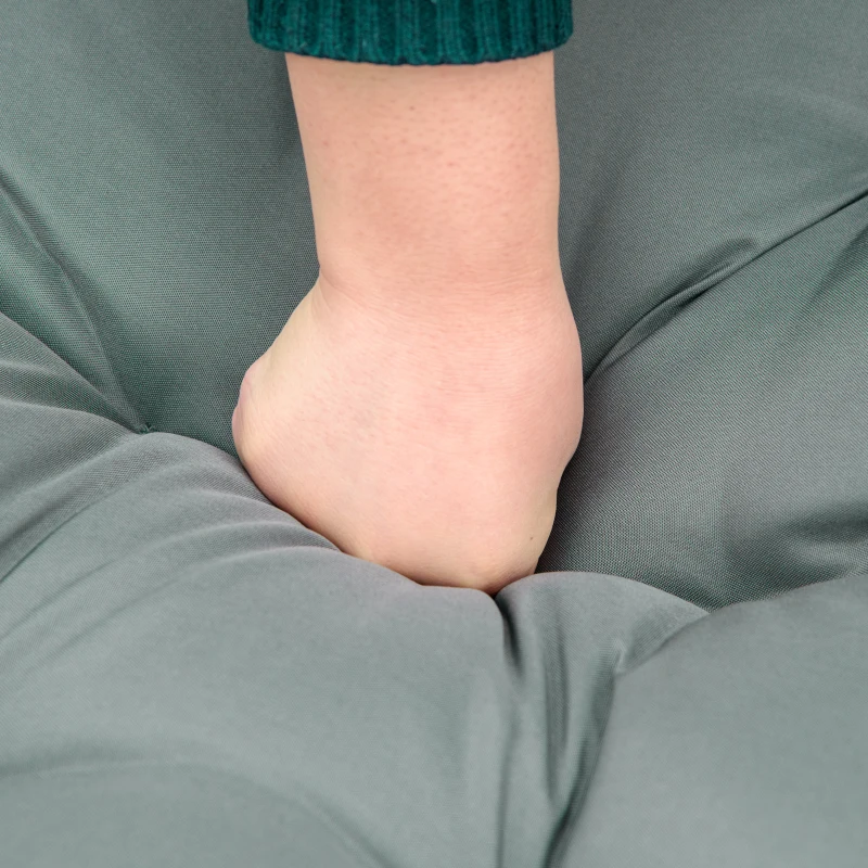 Outsunny Rattan Chair w/ Stool, Cushion, Adjustable Foot Pads, Grey