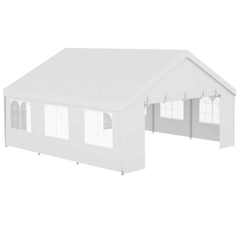 Outsunny Heavy Duty Party Tent, 19.5' x 19' Large Sun Shade Canopy Tent for Parties, Events, BBQ Grill, White