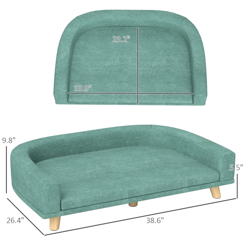 PawHut Dog Sofa Couch Bed with Washable Cushion for Large Dogs, Cats, Green