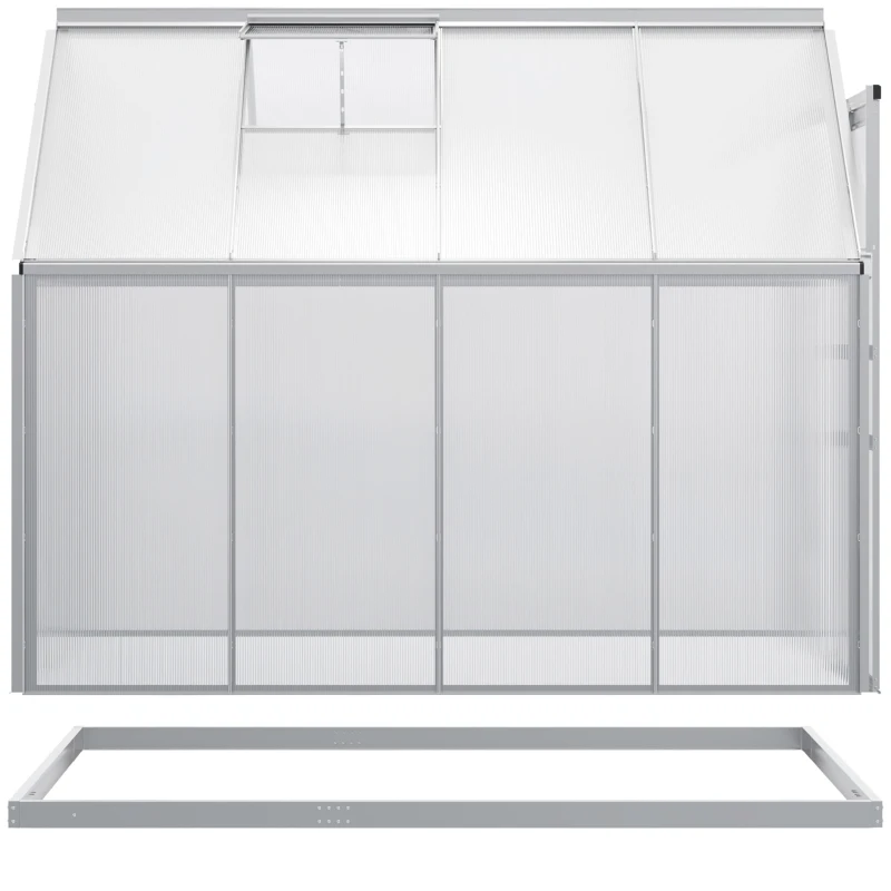 Outsunny 6' x 8' x 6.5' Walk-in Greenhouse, Polycarbonate Greenhouse with Adjustable Roof Vent, Base, Sliding Door, Clear