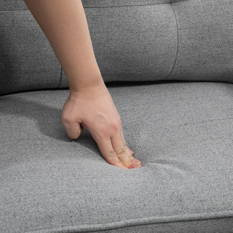 HOMCOM Accent Chair, Upholstered Armchair with Tufted Back Cushion and Steel Legs for Living Room, Bedroom, Grey