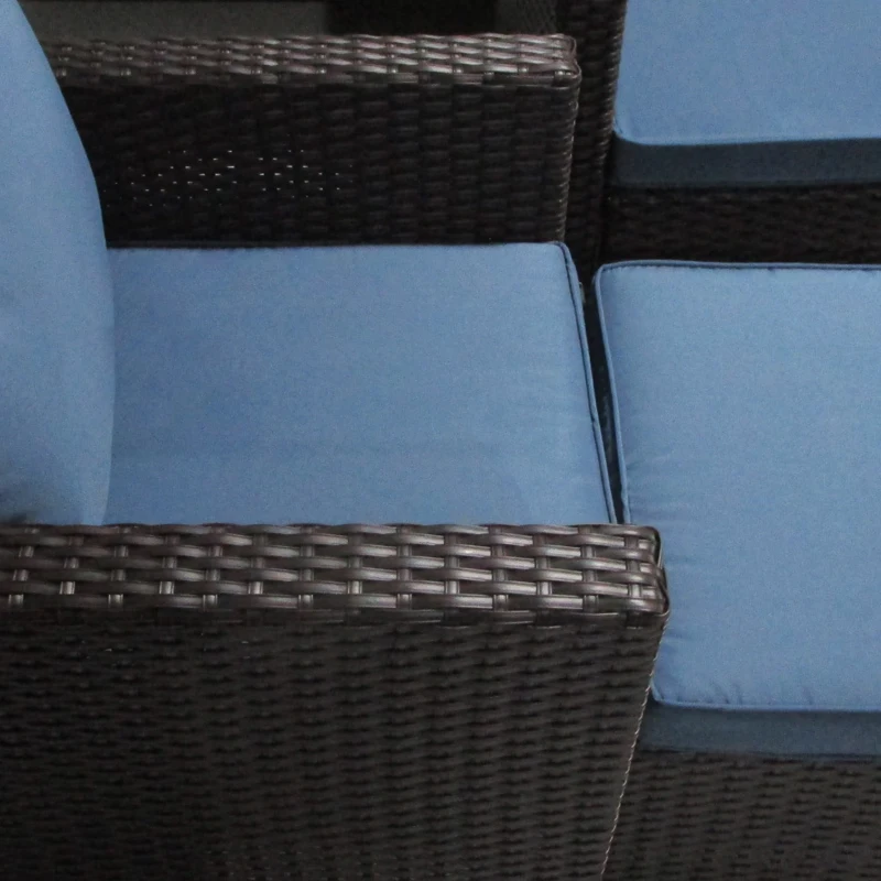 Outsunny 5-Piece Patio Furniture Set with PE Rattan Three-Seater Sofa, Armchairs, Footstools, Cushions, Deep Coffee