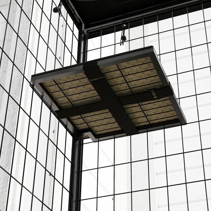 PawHut Metal Cat Cage with Waterproof Cover, 4 Platforms, Hammock, Washable Cushions for 1-3 Kittens, 46.5" x 22" x 62", Black