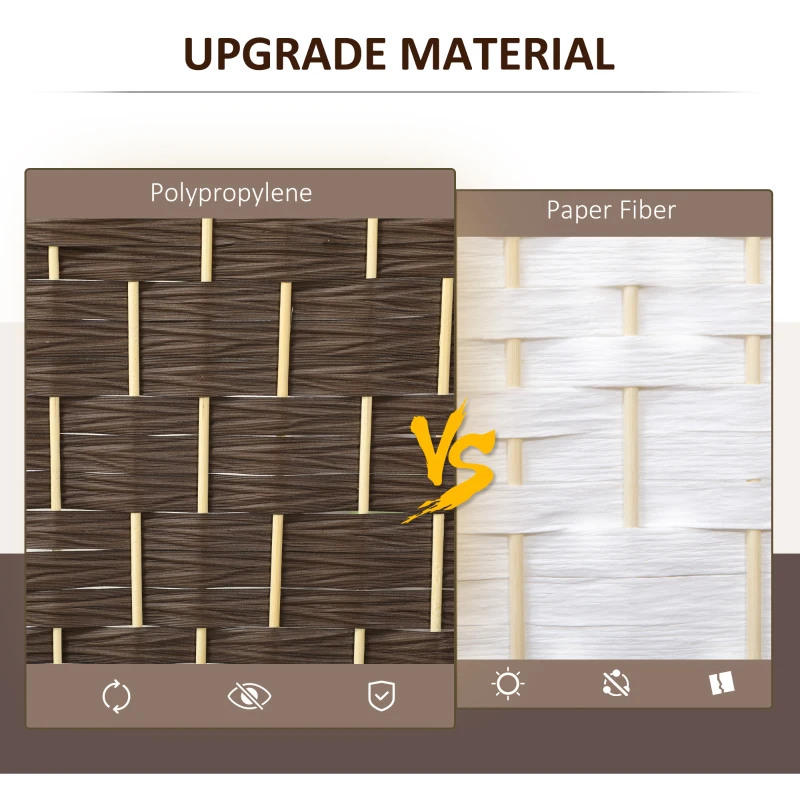 HOMCOM Folding Room Divider Screen 6 Panel 6' Tall Privacy Screen Freestanding Wood Partition for Home Office, Brown